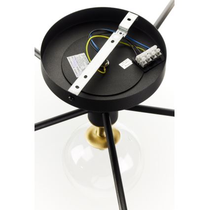 Jupiter 2036 - Πλαφονιέρα οροφής FIGARO 6xG9/10W/230V μαύρο/χρυσαφί/μπεζ/διαφανής