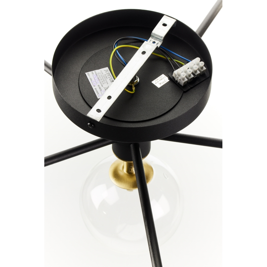 Jupiter 2036 - Πλαφονιέρα οροφής FIGARO 6xG9/10W/230V μαύρο/χρυσαφί/μπεζ/διαφανής