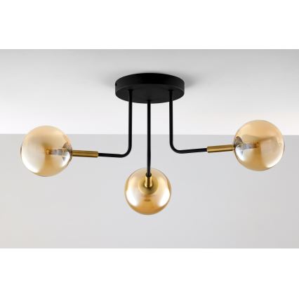 Jupiter 2037 - Κρεμαστό φωτιστικό BURANO 3xG9/10W/230V μαύρο/χρυσαφί/μπεζ
