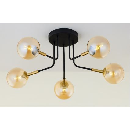 Jupiter 2038 - Κρεμαστό φωτιστικό BURANO 5xG9/10W/230V μαύρο/χρυσαφί/μπεζ