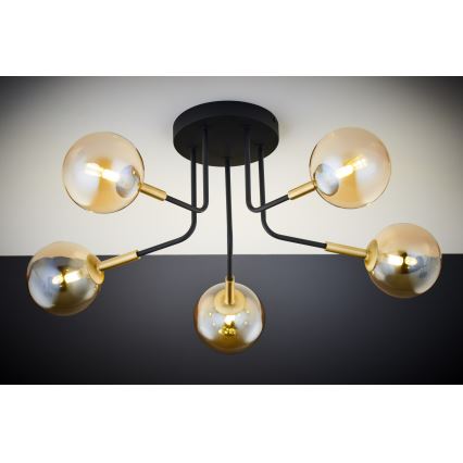 Jupiter 2038 - Κρεμαστό φωτιστικό BURANO 5xG9/10W/230V μαύρο/χρυσαφί/μπεζ