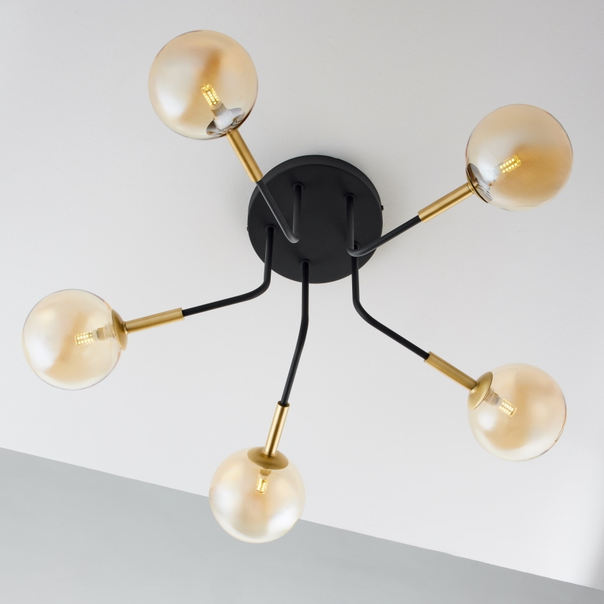Jupiter 2038 - Κρεμαστό φωτιστικό BURANO 5xG9/10W/230V μαύρο/χρυσαφί/μπεζ