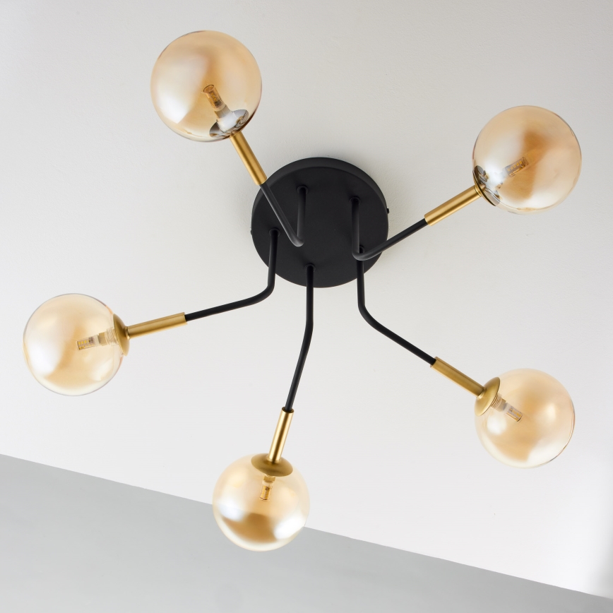 Jupiter 2038 - Κρεμαστό φωτιστικό BURANO 5xG9/10W/230V μαύρο/χρυσαφί/μπεζ