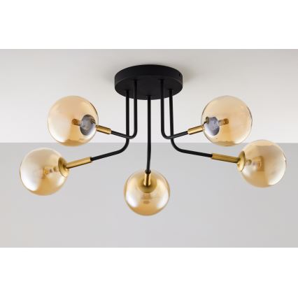 Jupiter 2038 - Κρεμαστό φωτιστικό BURANO 5xG9/10W/230V μαύρο/χρυσαφί/μπεζ