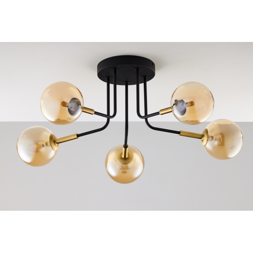 Jupiter 2038 - Κρεμαστό φωτιστικό BURANO 5xG9/10W/230V μαύρο/χρυσαφί/μπεζ