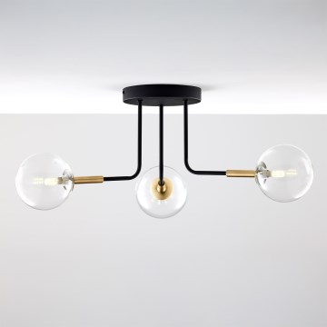 Jupiter 2039 - Κρεμαστό φωτιστικό BURANO 3xG9/10W/230V μαύρο/χρυσαφί/διαφανής