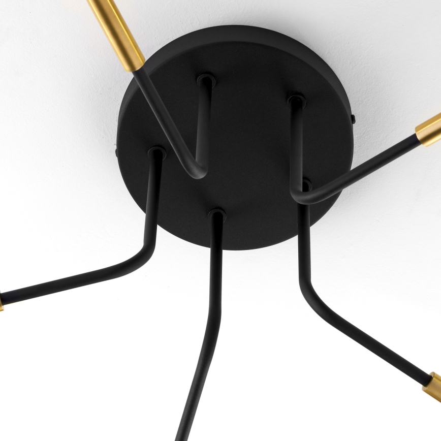 Jupiter 2040 - Κρεμαστό φωτιστικό BURANO 5xG9/10W/230V μαύρο/χρυσαφί/διαφανής