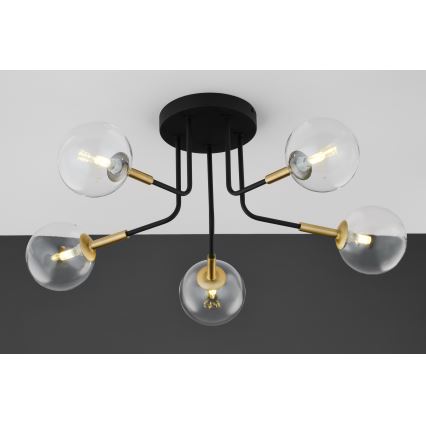 Jupiter 2040 - Κρεμαστό φωτιστικό BURANO 5xG9/10W/230V μαύρο/χρυσαφί/διαφανής