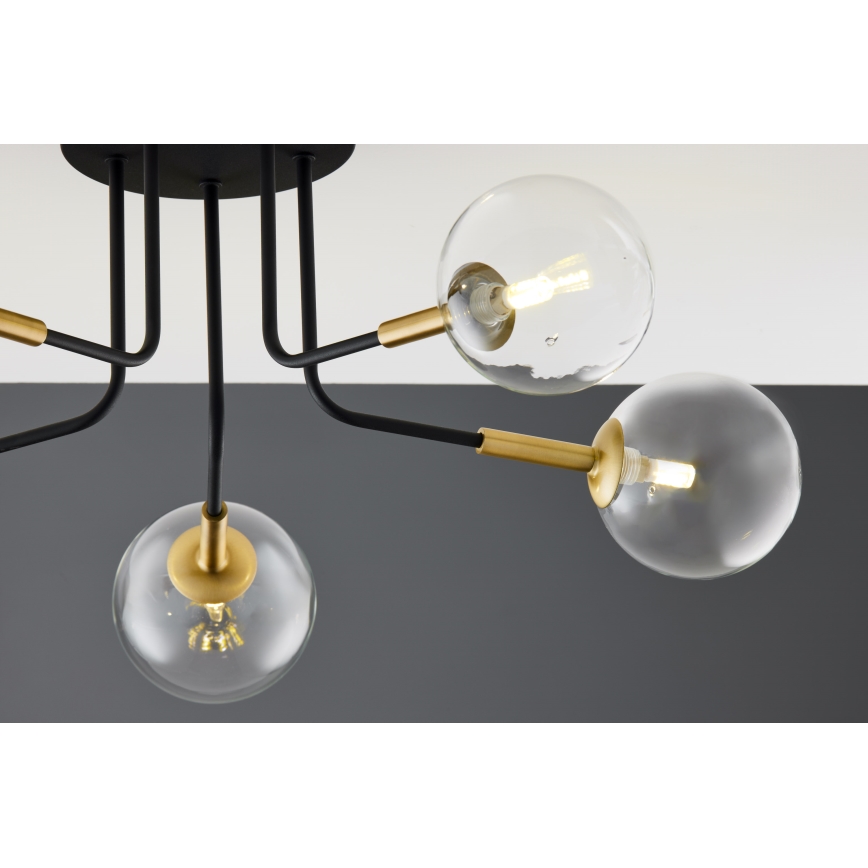Jupiter 2040 - Κρεμαστό φωτιστικό BURANO 5xG9/10W/230V μαύρο/χρυσαφί/διαφανής