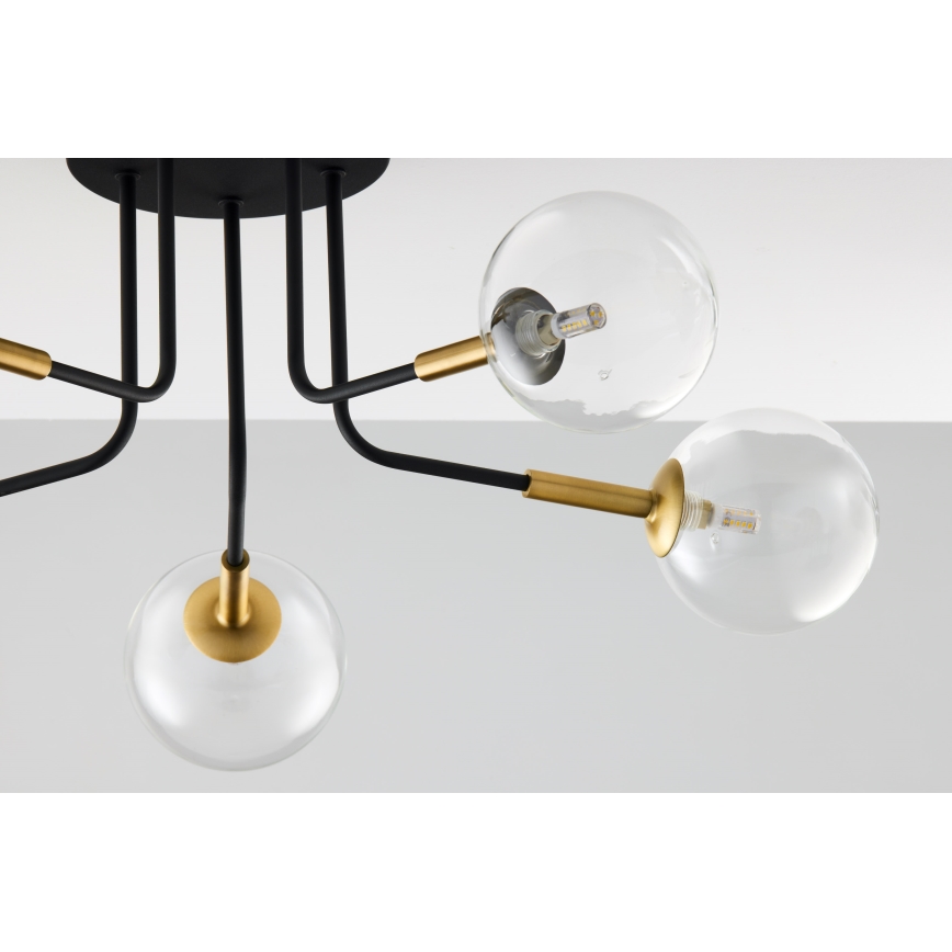 Jupiter 2040 - Κρεμαστό φωτιστικό BURANO 5xG9/10W/230V μαύρο/χρυσαφί/διαφανής