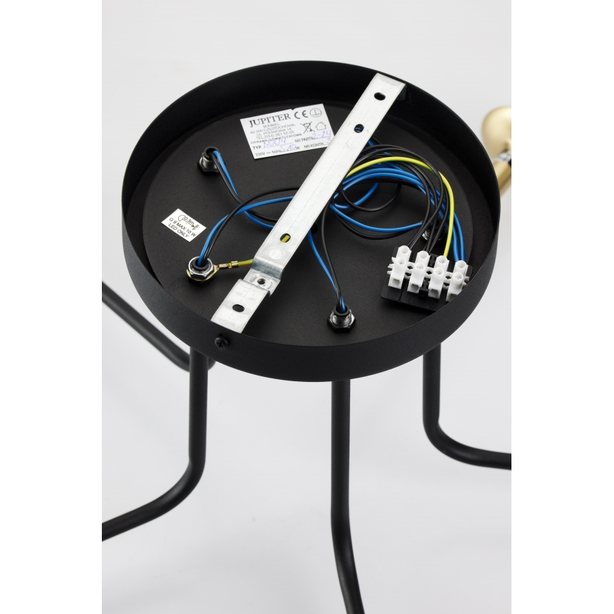 Jupiter 2040 - Κρεμαστό φωτιστικό BURANO 5xG9/10W/230V μαύρο/χρυσαφί/διαφανής