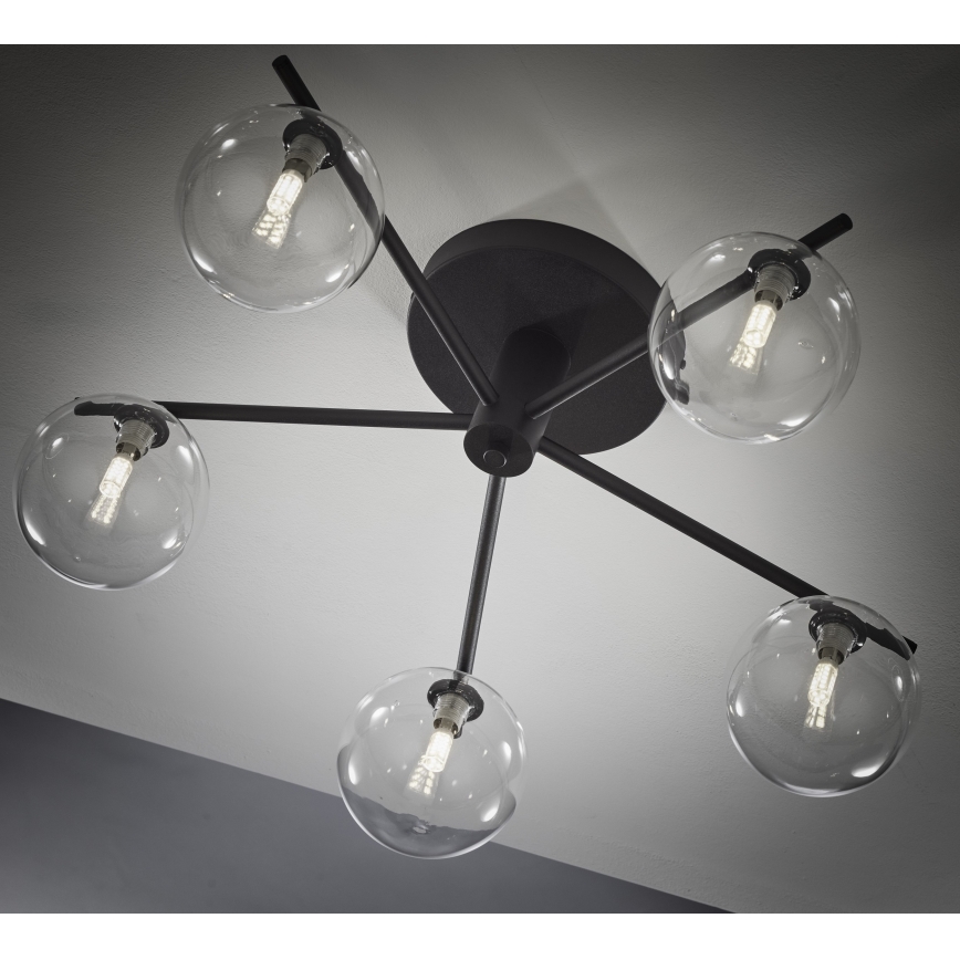 Jupiter 2046 - Πλαφονιέρα οροφής PRATO 5xG9/10W/230V μαύρο/διαφανής