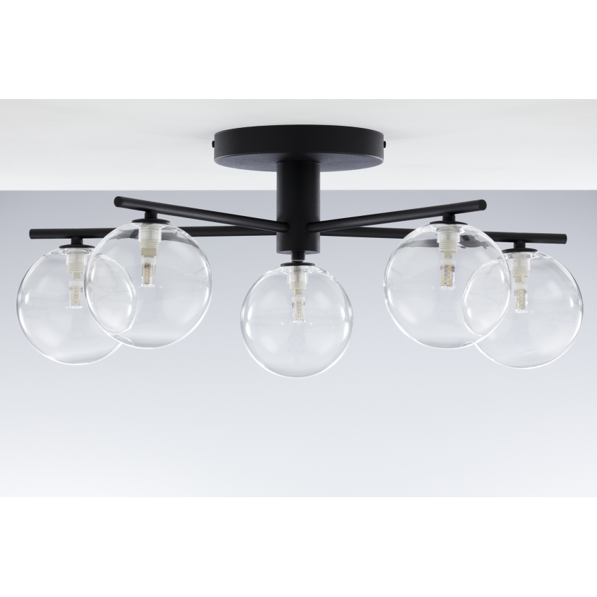 Jupiter 2046 - Πλαφονιέρα οροφής PRATO 5xG9/10W/230V μαύρο/διαφανής