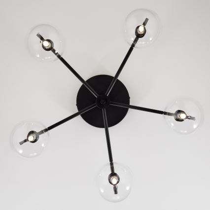 Jupiter 2046 - Πλαφονιέρα οροφής PRATO 5xG9/10W/230V μαύρο/διαφανής