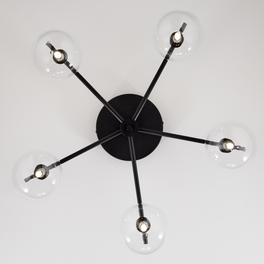 Jupiter 2046 - Πλαφονιέρα οροφής PRATO 5xG9/10W/230V μαύρο/διαφανής