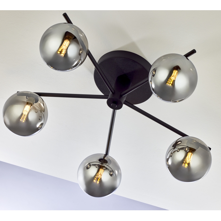 Jupiter 2048 - Επιφανειακό φωτιστικό οροφής PRATO 5xG9/14W/230V μαύρο/καπνιστό γκρι