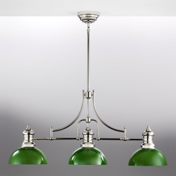 Jupiter 2072 - Φωτιστικό οροφής PLATINO με ράβδο, 3xE27/15W/230V, πράσινο/γυαλιστερό χρώμιο