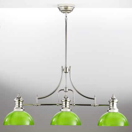 Jupiter 2072 - Φωτιστικό οροφής PLATINO με ράβδο, 3xE27/15W/230V, πράσινο/γυαλιστερό χρώμιο