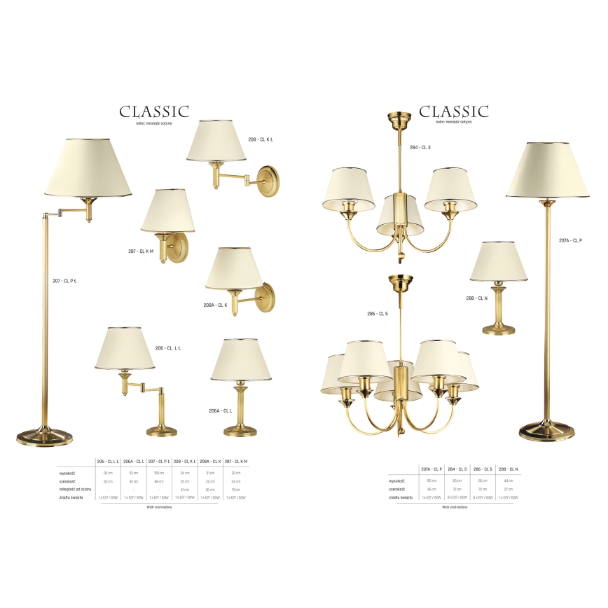 Jupiter 207A - CL P - Επιδαπέδια λάμπα CLASSIC 1xE27/60W/230V