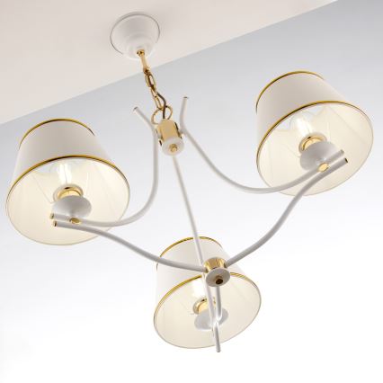 Jupiter 2085 - Κρεμαστό φωτιστικό σε αλυσίδα SAMBA 3xE27/15W/230V λευκό/χρυσό