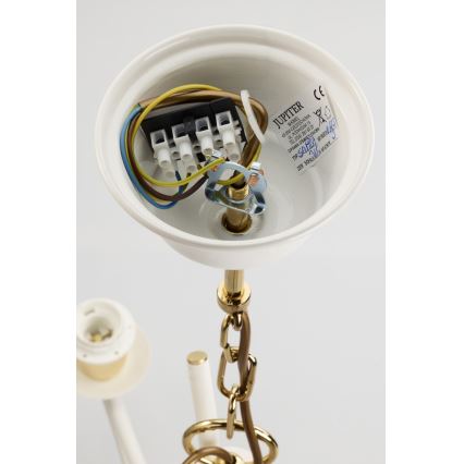 Jupiter 2085 - Κρεμαστό φωτιστικό σε αλυσίδα SAMBA 3xE27/15W/230V λευκό/χρυσό