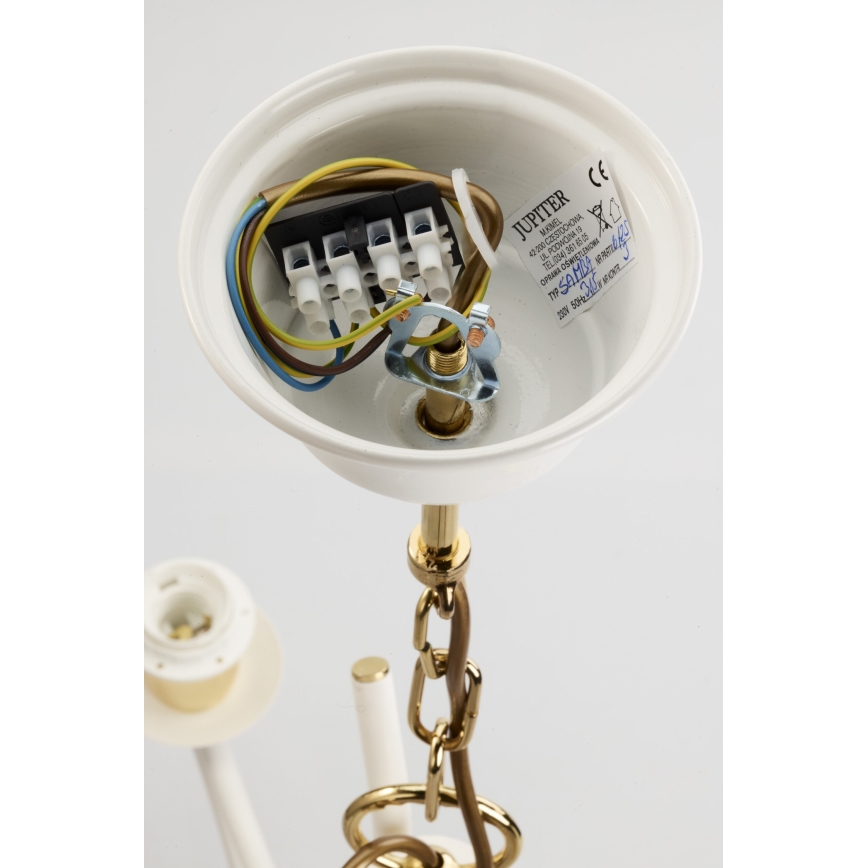 Jupiter 2085 - Κρεμαστό φωτιστικό σε αλυσίδα SAMBA 3xE27/15W/230V λευκό/χρυσό