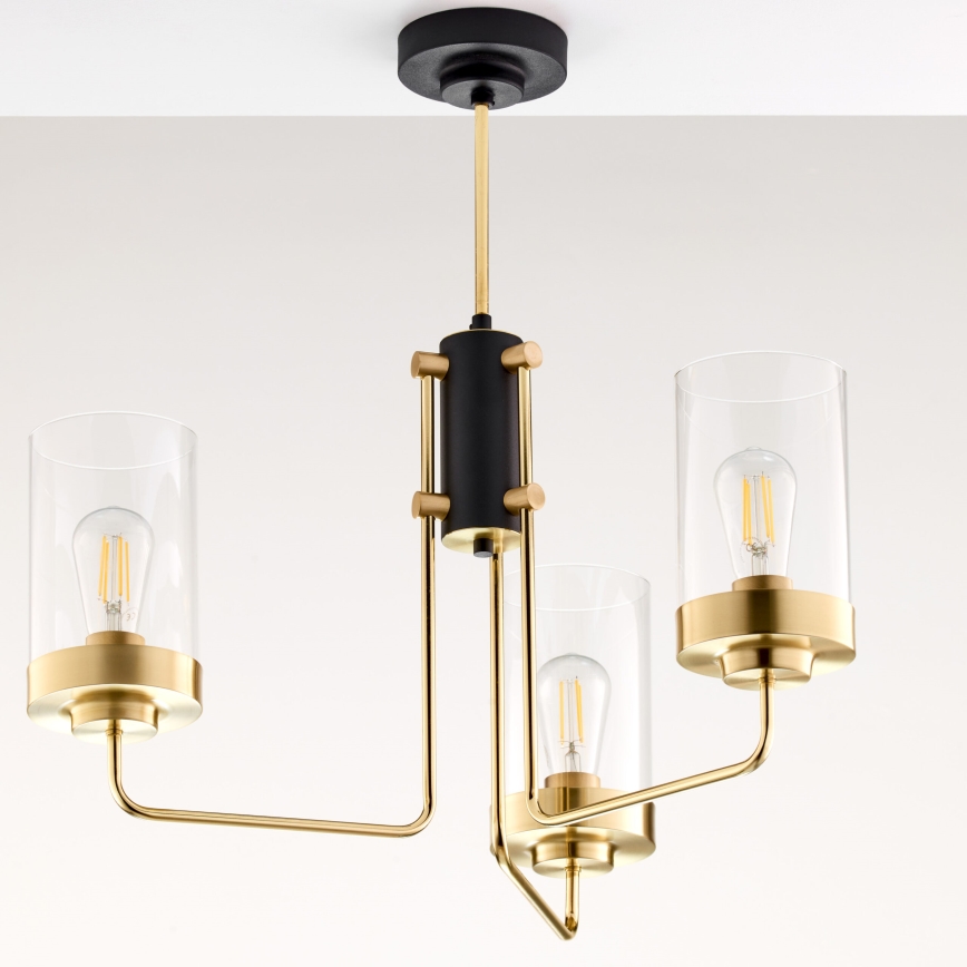 Jupiter 2087 - Πολυέλαιος με ράβδο RAMIREZ 3xE27/15W/230V χρυσό/μαύρο