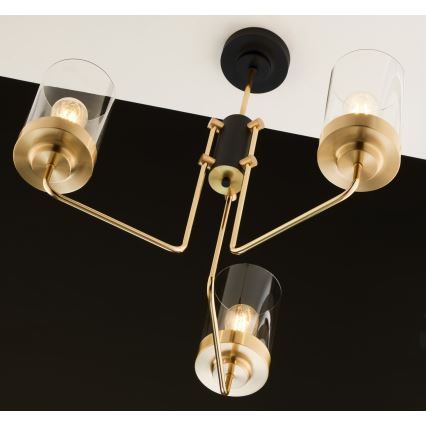 Jupiter 2087 - Πολυέλαιος με ράβδο RAMIREZ 3xE27/15W/230V χρυσό/μαύρο