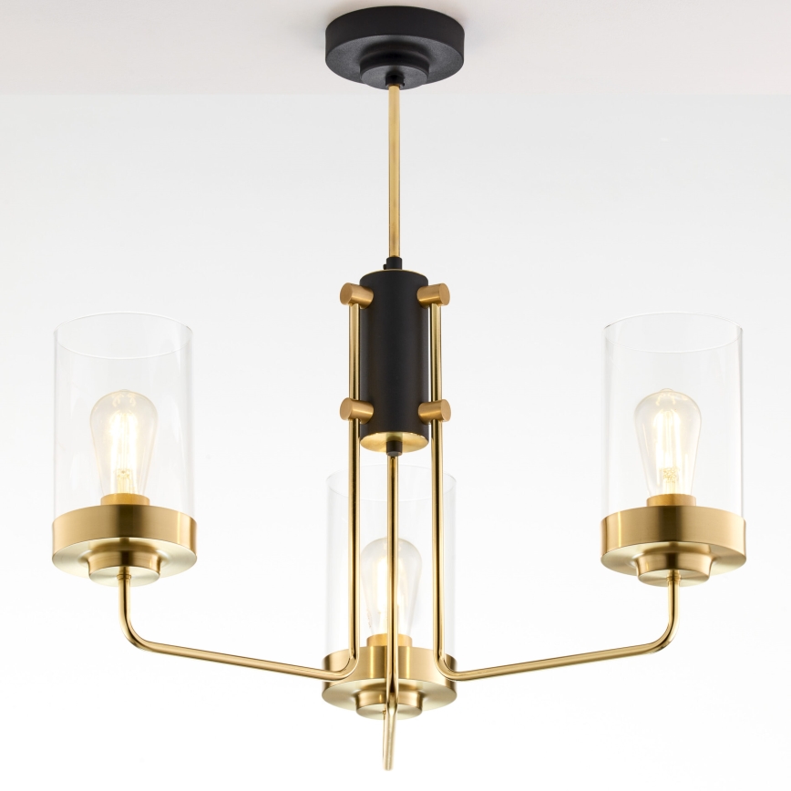 Jupiter 2087 - Πολυέλαιος με ράβδο RAMIREZ 3xE27/15W/230V χρυσό/μαύρο