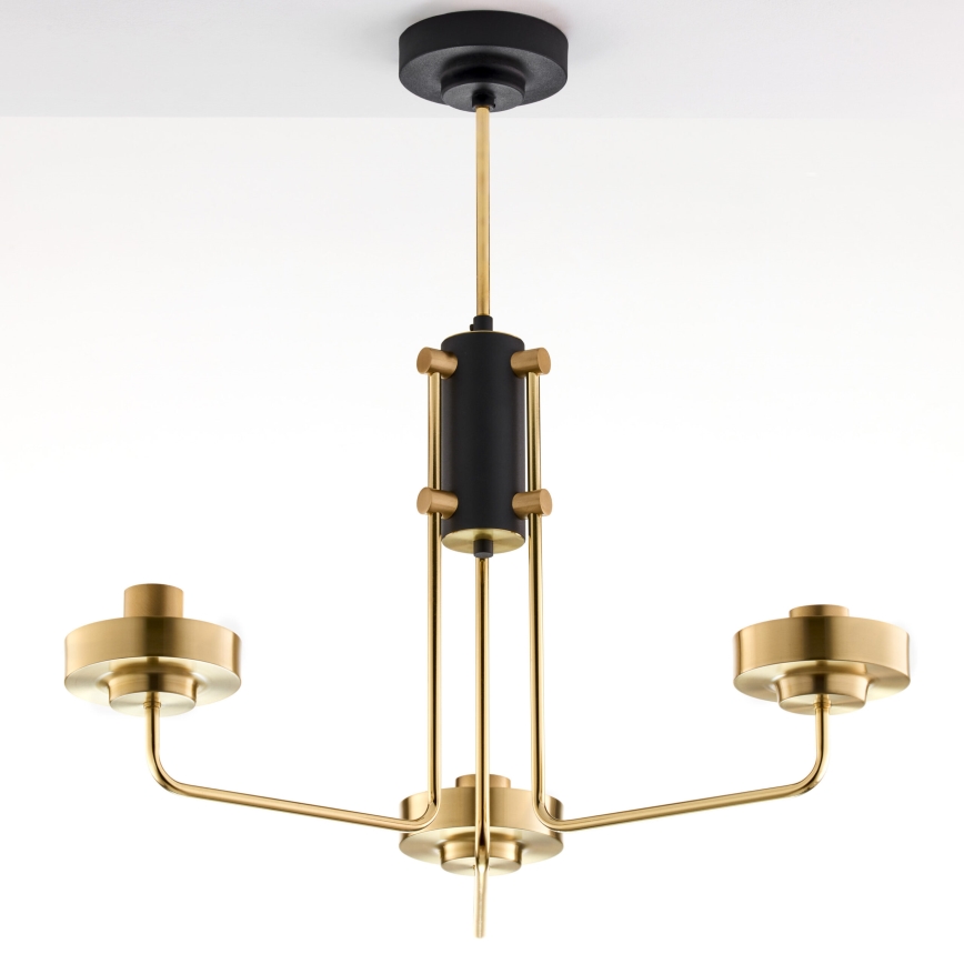 Jupiter 2087 - Πολυέλαιος με ράβδο RAMIREZ 3xE27/15W/230V χρυσό/μαύρο