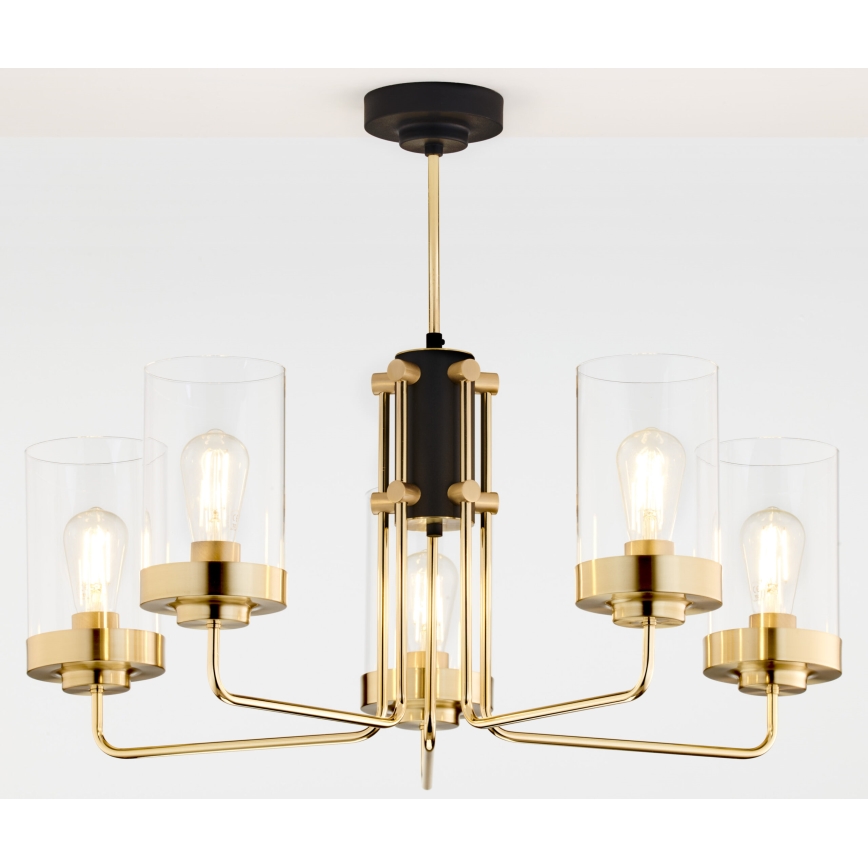 Jupiter 2088 - Φωτιστικό οροφής σε ράβδο RAMIREZ 5xE27/15W/230V χρυσό/μαύρο
