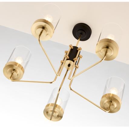 Jupiter 2088 - Φωτιστικό οροφής σε ράβδο RAMIREZ 5xE27/15W/230V χρυσό/μαύρο