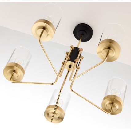 Jupiter 2088 - Φωτιστικό οροφής σε ράβδο RAMIREZ 5xE27/15W/230V χρυσό/μαύρο