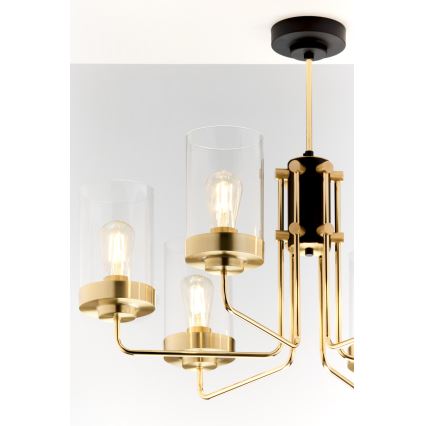 Jupiter 2089 - Πολύφωτο σε ράβδο RAMIREZ 6xE27/15W/230V χρυσό/μαύρο
