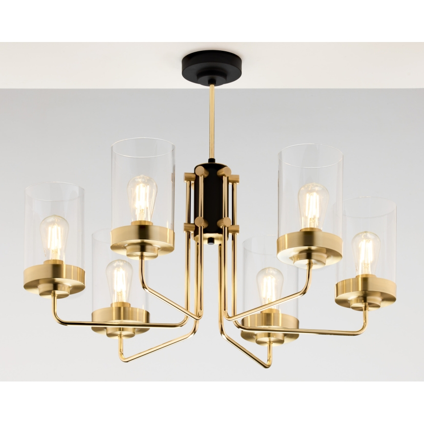 Jupiter 2089 - Πολύφωτο σε ράβδο RAMIREZ 6xE27/15W/230V χρυσό/μαύρο