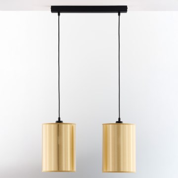 Jupiter 2091 - Κρεμαστό φωτιστικό με καλώδιο CORTINA 2xE27/15W/230V χρυσό/μαύρο