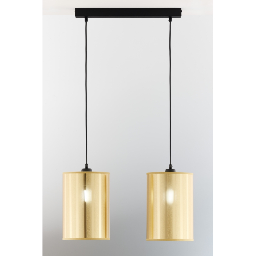 Jupiter 2091 - Κρεμαστό φωτιστικό με καλώδιο CORTINA 2xE27/15W/230V χρυσό/μαύρο