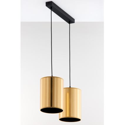 Jupiter 2091 - Κρεμαστό φωτιστικό με καλώδιο CORTINA 2xE27/15W/230V χρυσό/μαύρο