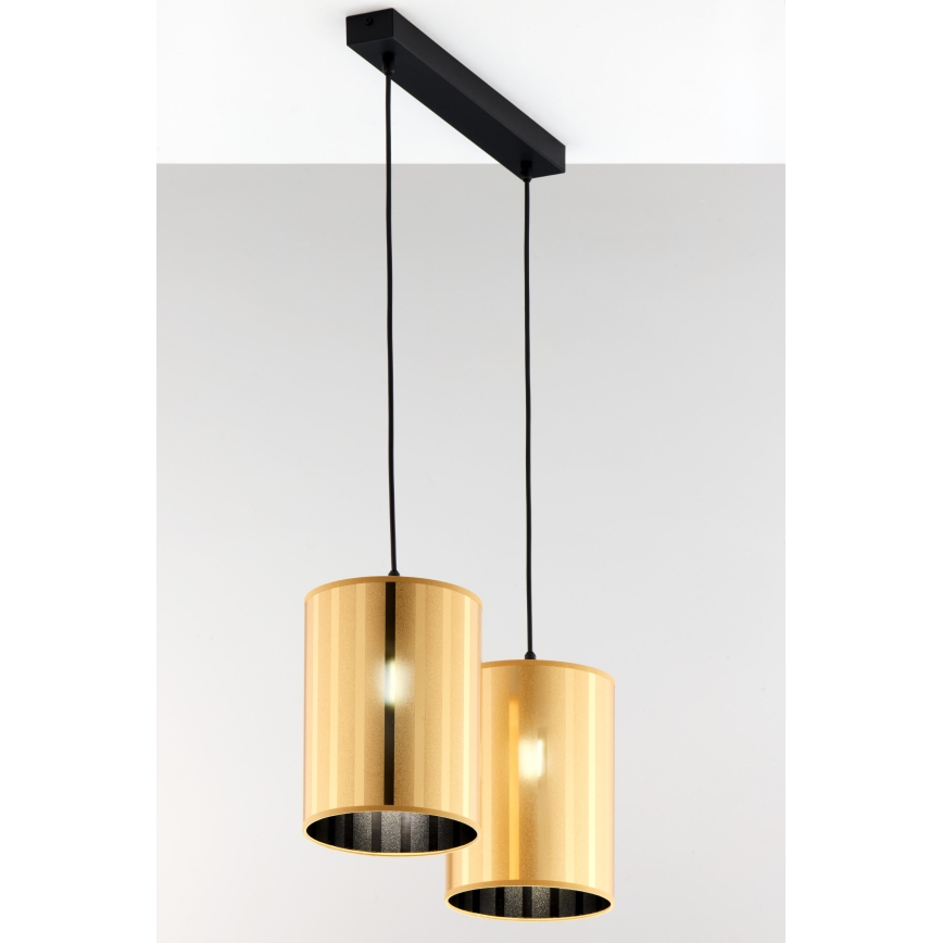 Jupiter 2091 - Κρεμαστό φωτιστικό με καλώδιο CORTINA 2xE27/15W/230V χρυσό/μαύρο