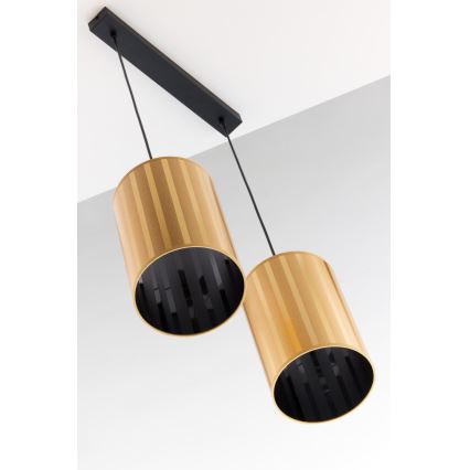Jupiter 2091 - Κρεμαστό φωτιστικό με καλώδιο CORTINA 2xE27/15W/230V χρυσό/μαύρο