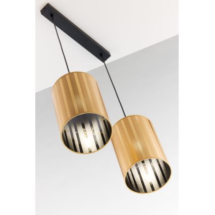 Jupiter 2091 - Κρεμαστό φωτιστικό με καλώδιο CORTINA 2xE27/15W/230V χρυσό/μαύρο