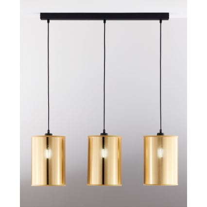 Jupiter 2092 - Κρεμαστό φωτιστικό με καλώδιο CORTINA 3xE27/15W/230V χρυσό/μαύρο