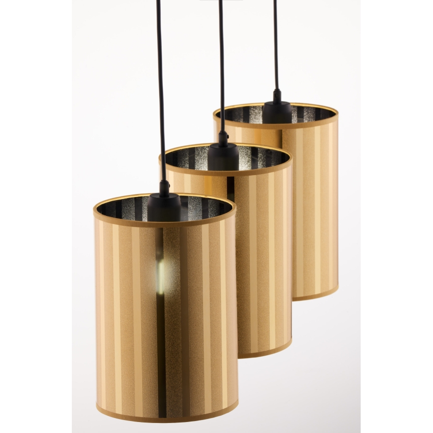 Jupiter 2092 - Κρεμαστό φωτιστικό με καλώδιο CORTINA 3xE27/15W/230V χρυσό/μαύρο