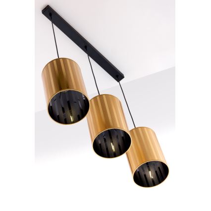Jupiter 2092 - Κρεμαστό φωτιστικό με καλώδιο CORTINA 3xE27/15W/230V χρυσό/μαύρο
