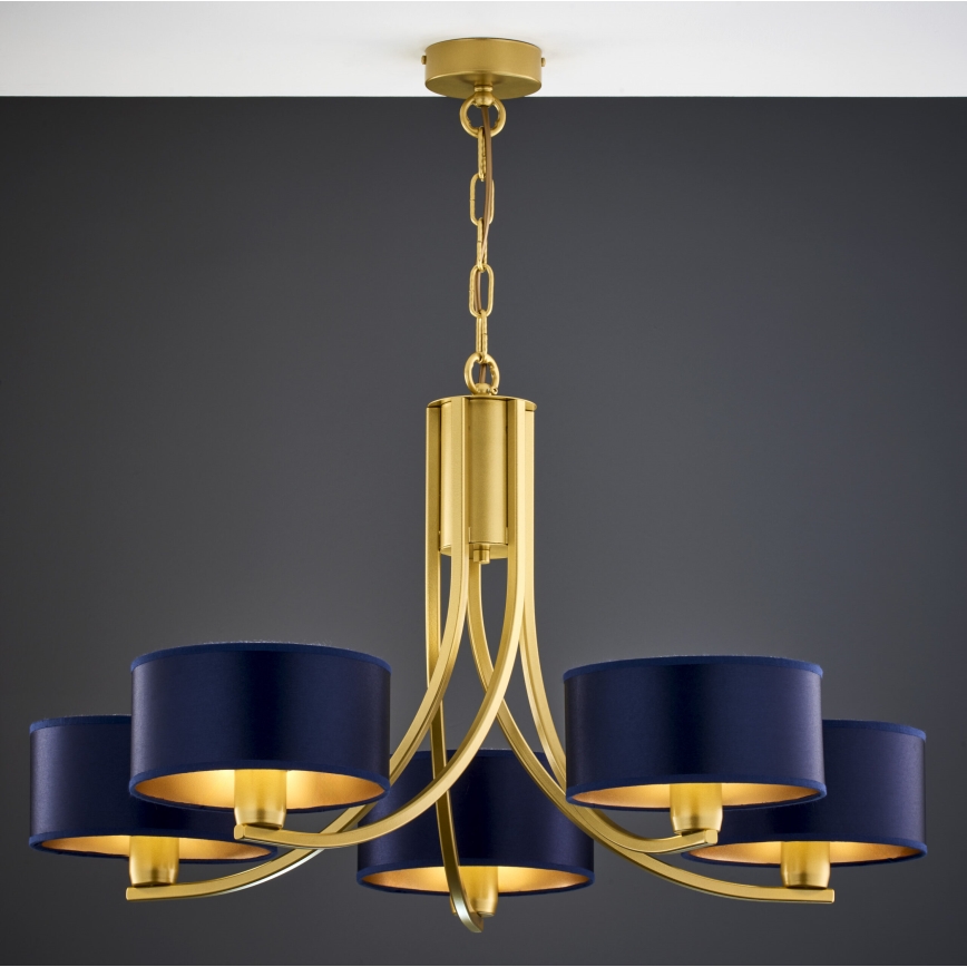 Jupiter 2094 - Πολυέλαιος με αλυσίδα ARTHUR 5xE27/15W/230V μπλε/χρυσό
