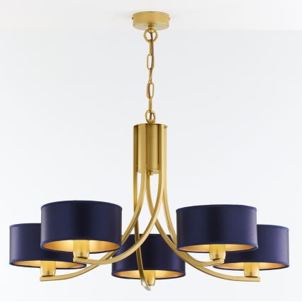 Jupiter 2094 - Πολυέλαιος με αλυσίδα ARTHUR 5xE27/15W/230V μπλε/χρυσό