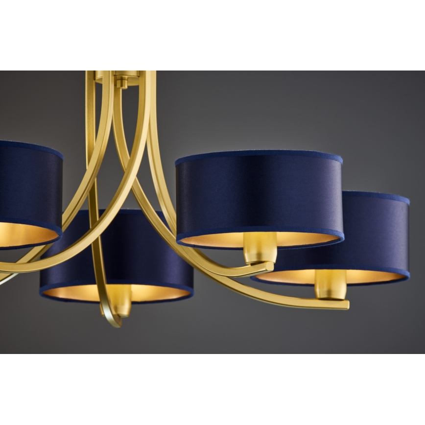 Jupiter 2094 - Πολυέλαιος με αλυσίδα ARTHUR 5xE27/15W/230V μπλε/χρυσό