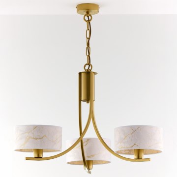 Jupiter 2096 - Κρεμαστός πολυέλαιος με αλυσίδα ARTHUR 3xE27/15W/230V λευκό/χρυσό/μαρμάρινο ντεκόρ