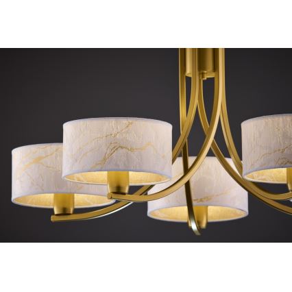 Jupiter 2097 - Κρεμαστό φωτιστικό ARTHUR σε αλυσίδα 5xE27/15W/230V λευκό/χρυσό/μαρμάρινη διακόσμηση