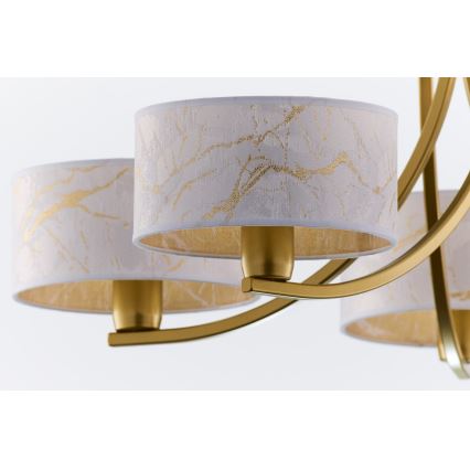 Jupiter 2097 - Κρεμαστό φωτιστικό ARTHUR σε αλυσίδα 5xE27/15W/230V λευκό/χρυσό/μαρμάρινη διακόσμηση